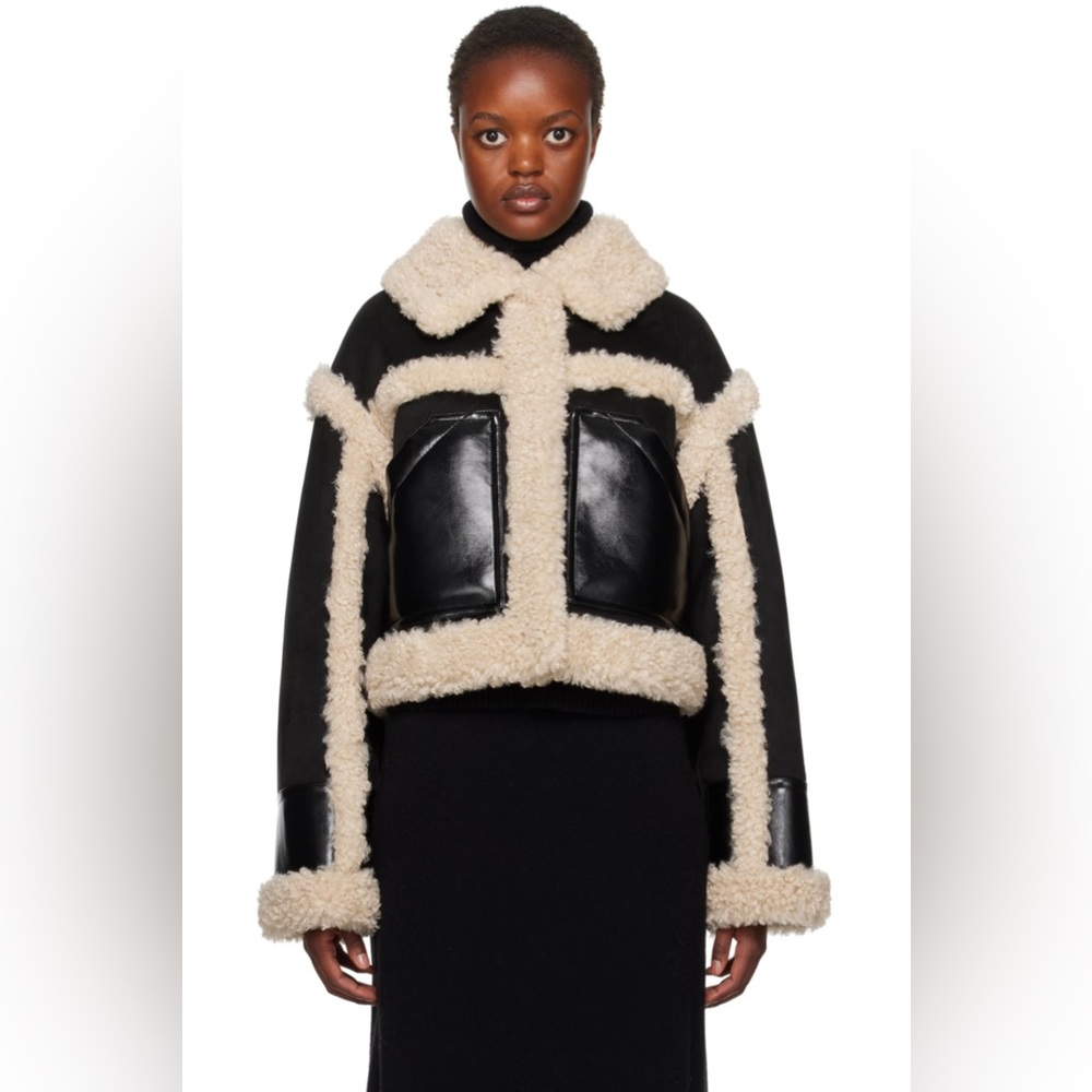 STAND STUDIO
Black & Off-White Edith Faux-Shearling Jacket